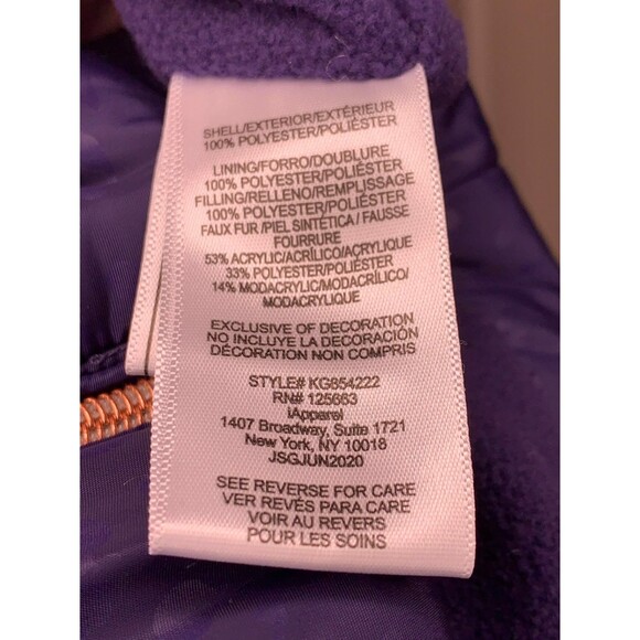 Kensiegirl Jacket Girls 4 Purple Long Sleeves Regular Hooded Full Zip Puffer New - Picture 5 of 8